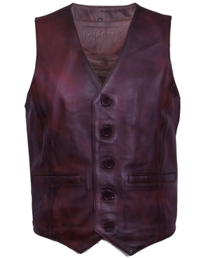 Hellbraune Lederweste, formelle traditionelle Gilet-Weste