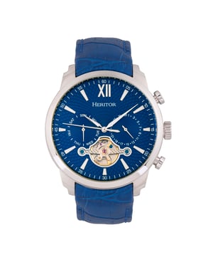 Heritor Automatik Arthur Semi-Skelett Lederarmbanduhr mit Tag/Datum