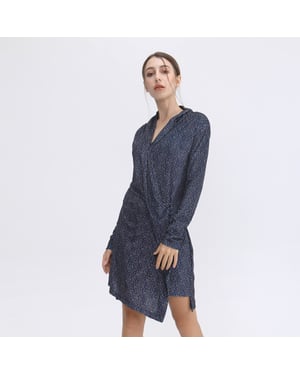 Kurzes Kleid aus Samt mit drapiertem Effekt und Liberty-Druck
