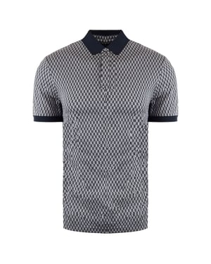 Emporio Armani gedruckter Herren Navy Polo -Shirt