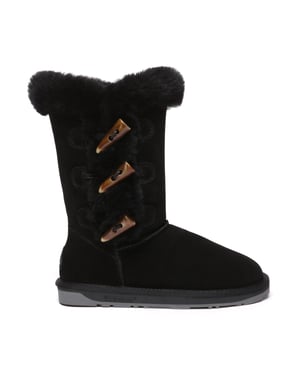 EVER AU Damenstiefel mit Hornknöpfen - Ashy