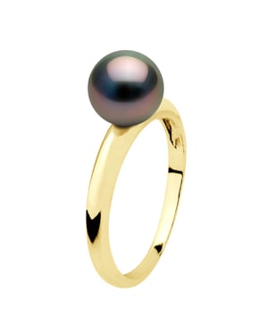 Armreif-Ring, echte Tahiti-Zuchtperle, rund, 7,5–8 mm – Gelbgold