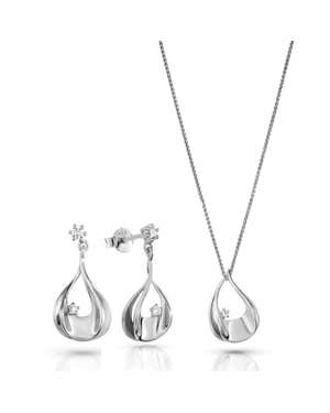 Orphelia 'Etoile' Damen 925 Sterling Silber Set: Kettenanhänger + Ohrringe - Silber SET-7524