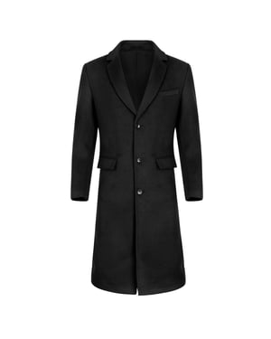 Herren Winter Wollmantel Knielang Slim Fit Umlegekragen Business M?ntel Schwarz