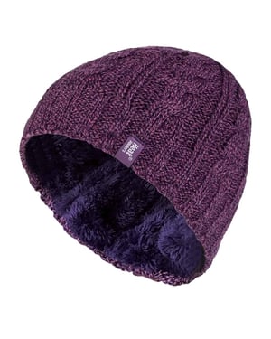Thermische Fleece-gefütterte Damen-Wintermütze mit Zopfmuster