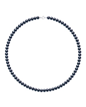 Halskette aus echten Süßwasser-Zuchtperlen, halbrund, 5–6 mm