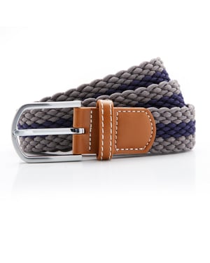 Asquith & Fox Herren Zwei-Farben-Streifen Geflochtenem Stretch-Gürtel (Schiefer/Navy)
