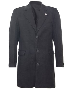 Langer Slim-Fit-Mantel aus anthrazitfarbener Wolle für Herren