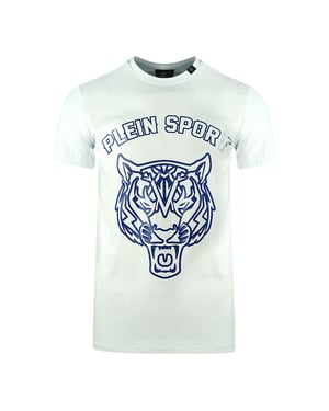 Plein Sport Großes Schablonen-Tiger-Logo Weißes T-Shirt