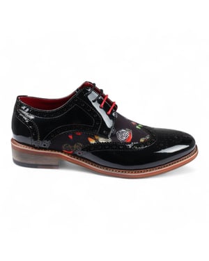 Justin Reess Herren-Brogue-Schuhe aus Lackleder mit Schmetterlings-Print - Julius