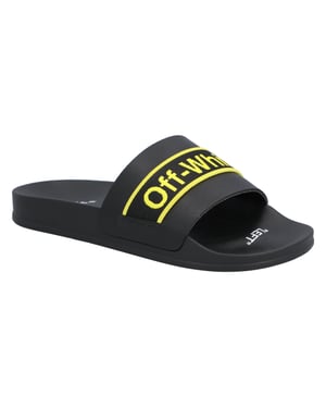 Off-White Logo-Print Leder Slides