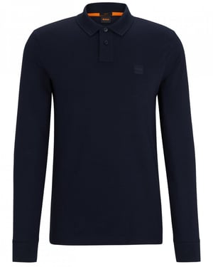 BOSS Orange Passerby Herren Langarm Stretch-Cotton Polo-Shirt mit Logo-Patch NOS