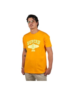 Superb University SPRBCA-2201 Kurzarm-T-Shirt mit Rundhalsausschnitt für Herren - Gelb