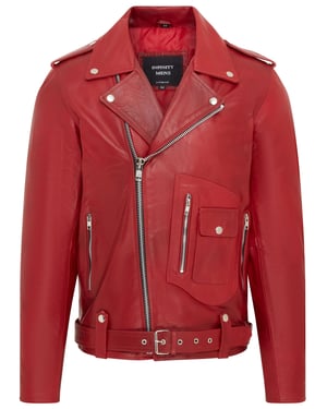 Brando-Bikerjacke aus rotem Rindsleder für Herren - Pargas