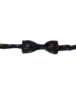 Dolce & Gabbana Blaue Flaggen 100% Seide Einstellbare Hals Papillon Männer Fliege