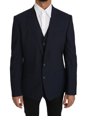 Dolce & Gabbana Hommes Blazer Gilet 2 Pièces Laine Bleue MARTINI