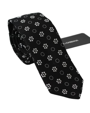 Dolce & Gabbana Cravate classique noire 100% soie à imprimé floral pour hommes
