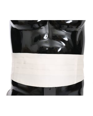 Dolce & Gabbana White Men's Waist Belt 100% Silk Cummerbund (ceinture pour homme)