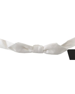 Dolce & Gabbana Weiß 100% Seide Schlank Verstellbarer Hals Papillon Herren Krawatte