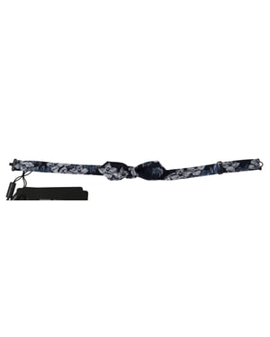 Dolce & Gabbana Marineblau Floral Schlank Verstellbar Hals Papillon Männer Fliege