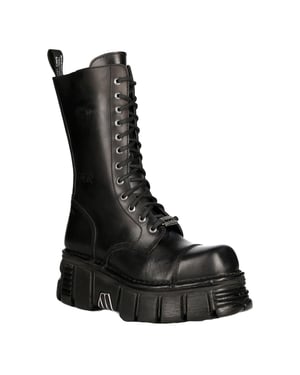 New Rock Unisex-Techno-Bikerstiefel in Metallic-Schwarz – M-MILI211C-C1