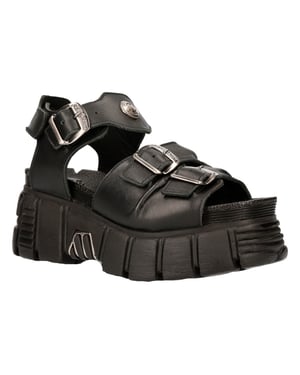 New Rock Unisex Metallic Black Punk Sandal Boots - M-BIOS101-C2