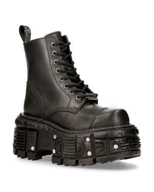 New Rock Unisex-Kampfplattformstiefel aus schwarzem Leder – TANK083-C1