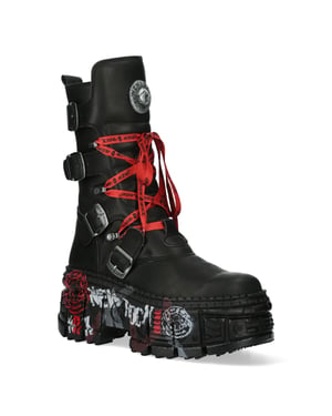 New Rock mittelhohe Punk-Lederstiefel-WALL028B-C1