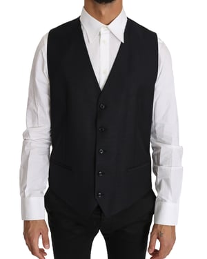 Dolce & Gabbana Gilet gris en laine et soie pour homme