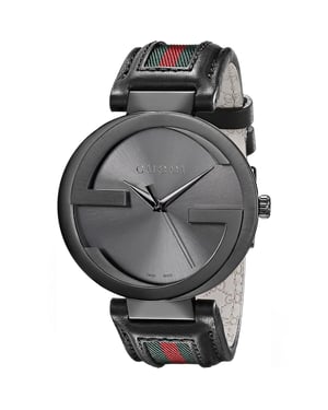 Gucci YA133206 Interlocking 42mm rot und grün Muster Strap Unisex Watch