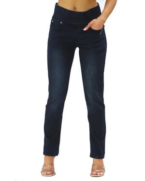 Damen-Jeans mit elastischem Bund und Bauchkontrolle in Dunkelblau