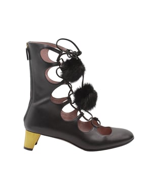 Gucci Heloise Schnür Gladiator Stiefel aus schwarzem Leder