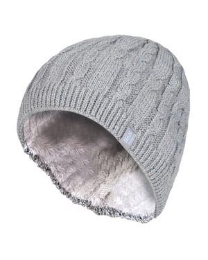 Damen gerippt Kabel stricken Fleece gefüttert Thermal gestrickt Beanie Hut