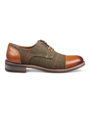 Justin Reess Herren Oxford-Schuhe aus braunem Leder und Tweed - Theon