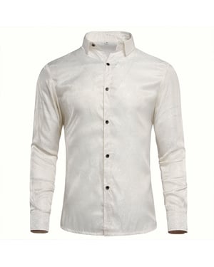 Slim Fit Hemd in Weiß mit Paisley-Stickerei