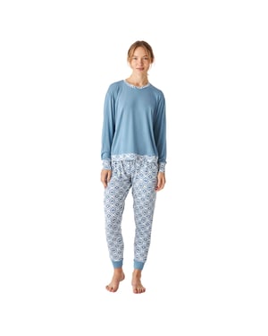 JJB1 Damen-Pyjama aus dünnem Modal mit langen Ärmeln