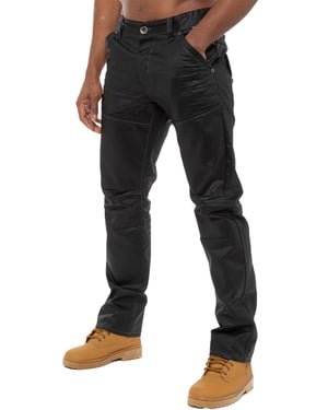 Enzo Herren Denim Jeans Straight Leg - Schwarz beschichtet