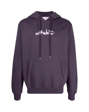 Off-White Script Logo Slim Fit Kapuzenpullover in Aubergine