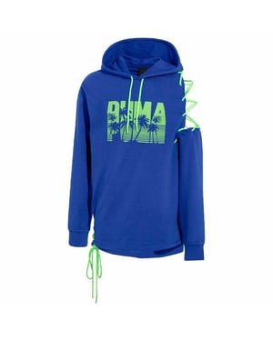 Puma x Rihanna Fenty Long Sleeve Blue Womens Side Hoodie 577351 01