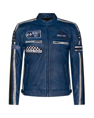 Leder-Racing-Biker-Motorradjacke mit Reißverschluss