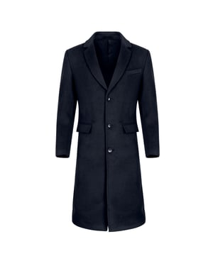 Herren Winter Wollmantel Knielang Slim Fit Umlegekragen Business M?ntel Blau