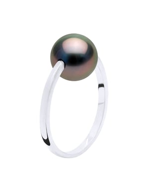 Armreifring – Weißgold – echte Tahiti-Zuchtperle, rund 8–9 mm