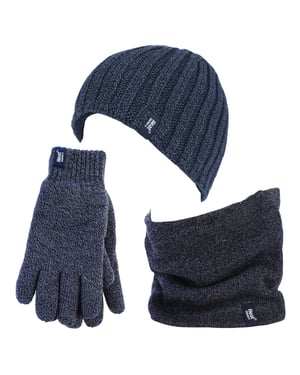 Heat Holders - Thermische Wintermütze, Halswärmer und Handschuhe aus Fleece für Männer - Navy