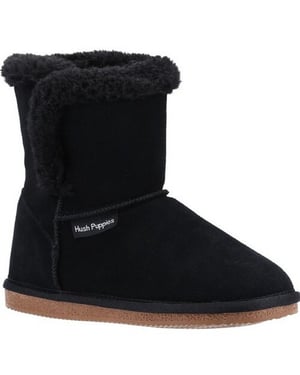 Hush Puppies Mädchen Ashlynn Wildleder Hausschuhe (Schwarz)