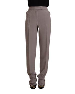 Armani Damen Braune Hohe Taille Seiden Tapered Lange Hose