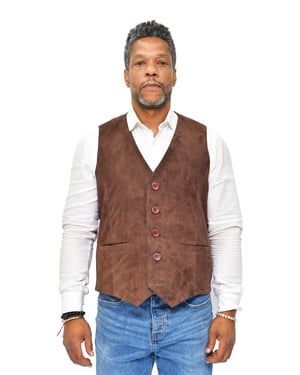 Klassische Herrenweste aus Ziegenveloursleder – Norwich