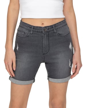 Enzo | Womens Ripped Denim Shorts - Grau