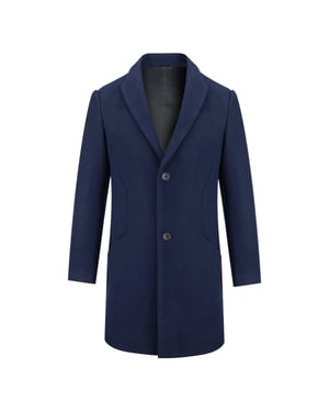 Herren Lang Slim Fit Winter Warm Business Wollmantel Blau