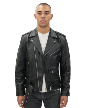 Schwarze Brando-Jacke aus Rindsleder für Herren – Venedig