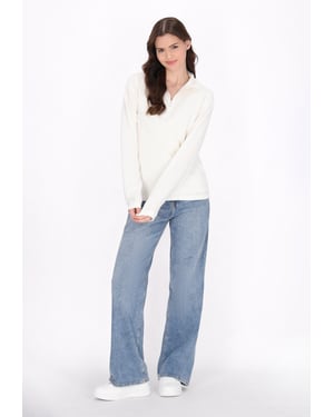 Mymo Fleecepullover Damen weiss
